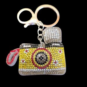 Sparkly Camera Rhinestone Bag Charm – Glam Keychain Accessory